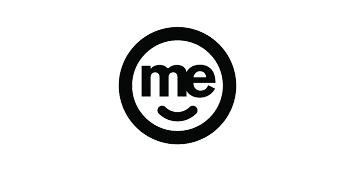 Smiley face with 'me' text inside circle.